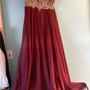 Embellished Burgundy Evening Gown